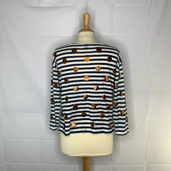 J.Crew Blouse Cotton Size Medium Brown Blue EUC - Picture 3 of 5